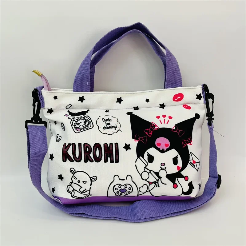 Sanrio Kuromi Little Twin Stars Pudding Dog Canvas Crossbody Bags Hello Kitty My Melody Printed Kawaii Shoulder Bags Hand Bag