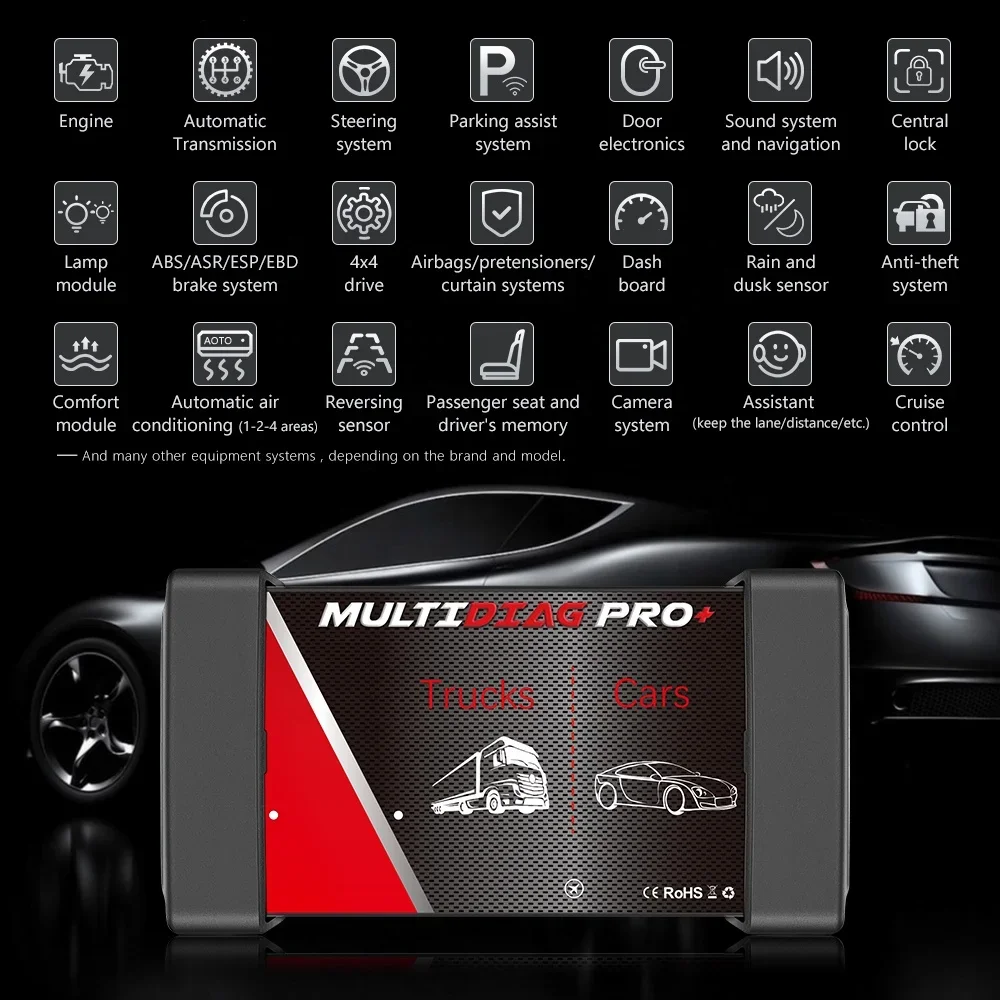 Strumento diagnostico per camion per auto con sistema completo Multidiag Pro a doppia scheda V3.0 personalizzato Versione 2017.3 Supporto multilingue