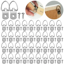 100Pcs(50 set)  Metal D Ring Picture Frame Hangers with Screws Photo Hanging Hooks Kit