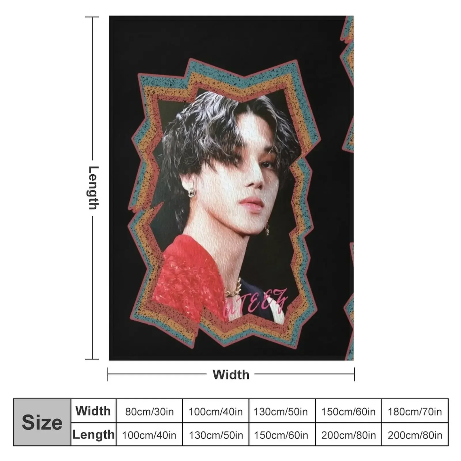 Jung Wooyoung ATEEZ Wooyoung Korean Kpop Retro Color Oil Paint Design Throw Blanket Polar Blankets For Baby Blankets