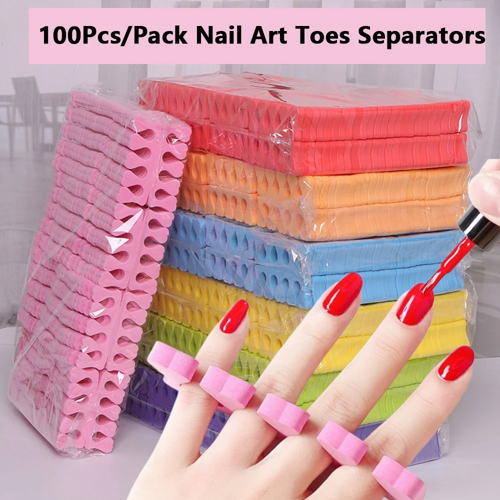 50/100Pcs Nail Art Toe Separators Soft Sponge Fingers Foots Separat Gel UV Polish Beauty Tool For Salon Manicure Pedicure Kits *