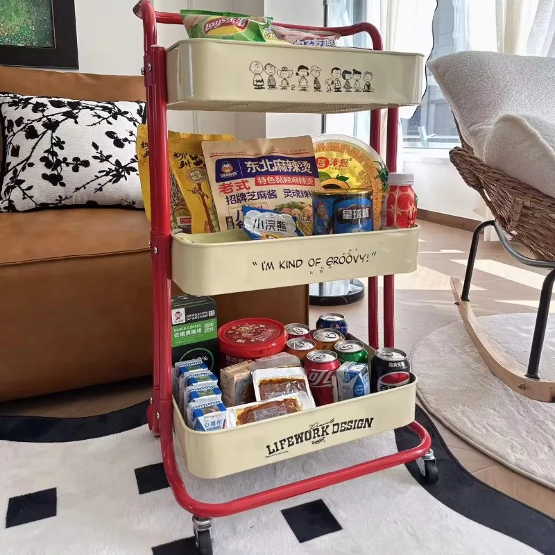 3-Tier Rolling Kitchen Cart, Heavy-Duty Bathroom Storage Organizer, Multi-Purpose Shelf for Bedroom Nursery Office with Wheels