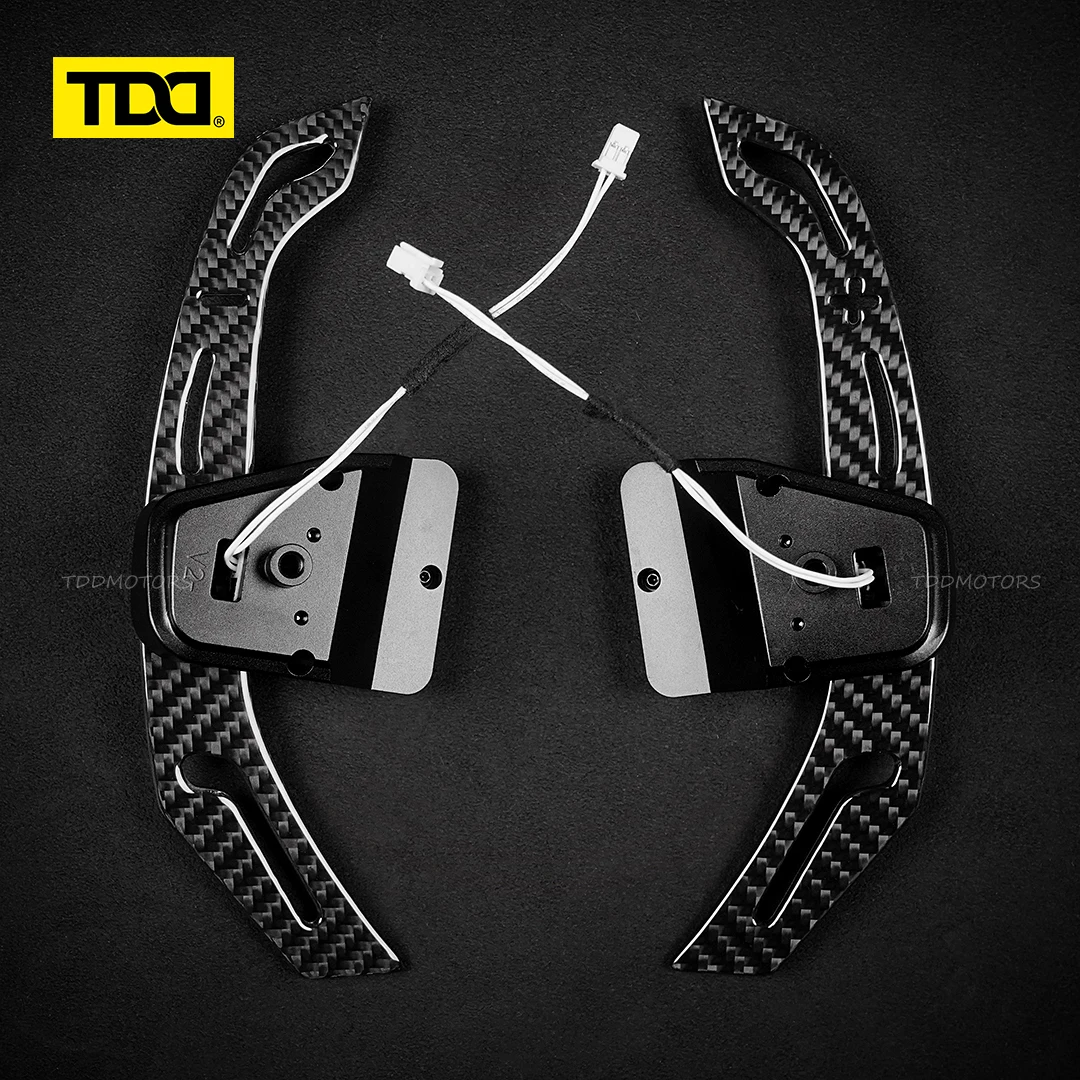 TDD Glossy Carbon Fiber Magnetic Paddle Shifter for Volkswagen Golf 8 MK8 GTI Golf R Polo with Glossy Resin Coating