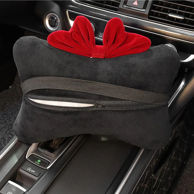 1szt Cute Cartoon Red Bowknot Samochodowa poduszka pod szyję Uniwersalny zagłówek fotela samochodowego Pokrowiec na pas bezpieczeństwa Akcesoria samochodowe dla kobiet — zdjęcie 4