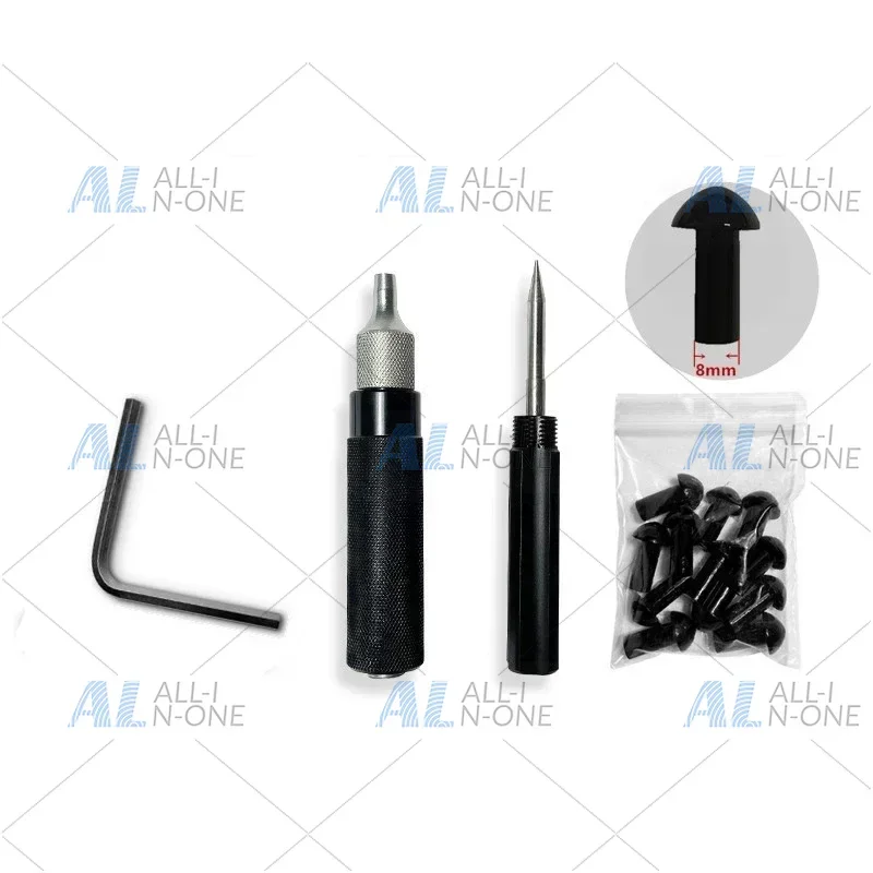 1set Car Motorcycle Tire Repair Plugger Tools Set Tire Wheel Repair Kit Mushroom Plug Probe Nozzle