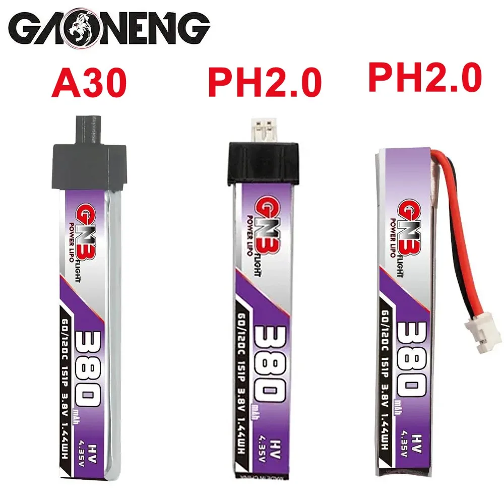 

6PCS GNB 380mAh 3.8V 1S 60C HV 4.35V Lipo Battey With A30 Plug For BETAFPV Ceuts FPV Kit Racing Drone DIY Plug VS BETAFPV BT2.0