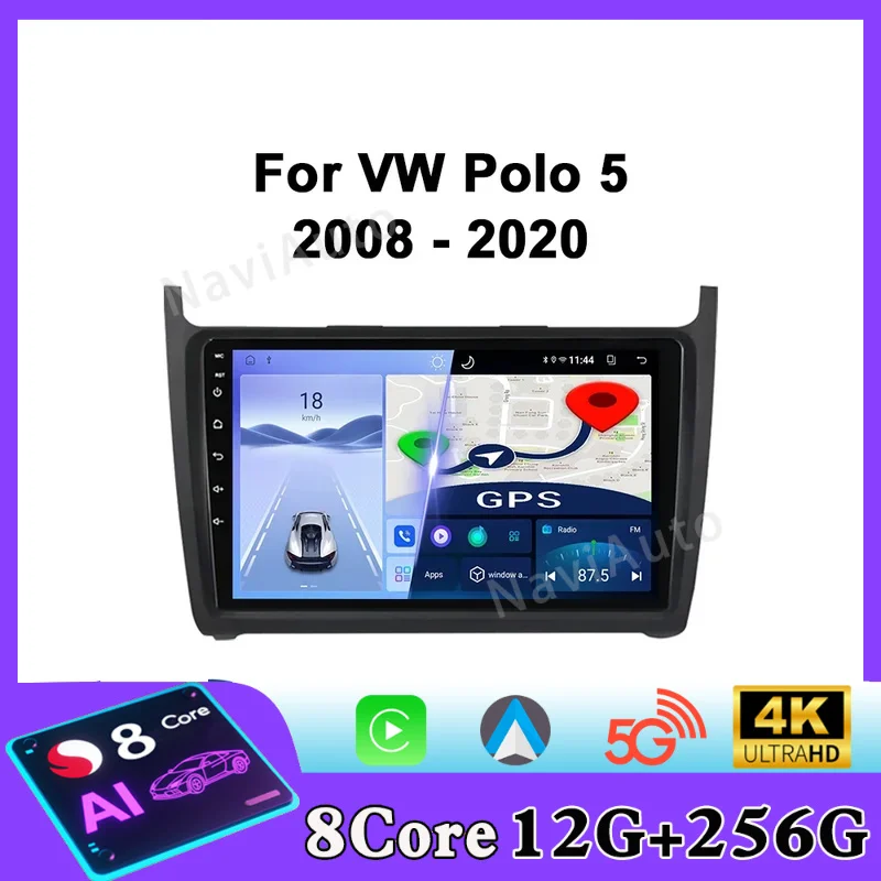 For Volkswagen VW Polo 5 Sedan 2008 - 2020 Car Radio Android Automotive Multimedia Player Navigation GPS Carplay Auto Stereo