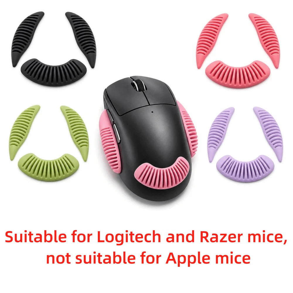 3pcs/Set Silicone Mouse Grip Tape 3D Wave Texture Self Adhesive Mouse Grip Stickers Anti Slip for Logitech and Razer