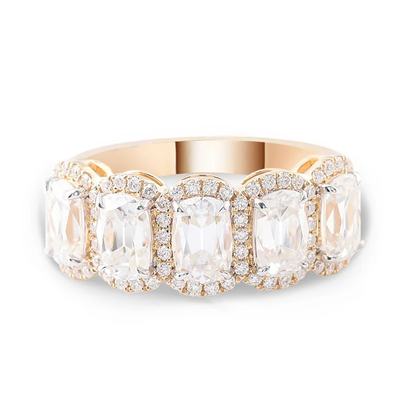 Provence 10K/14K/18K Moissanite Anniversary Rings for Women D Color Elongated Cushion Cut Old Mine Cut Statement Rings