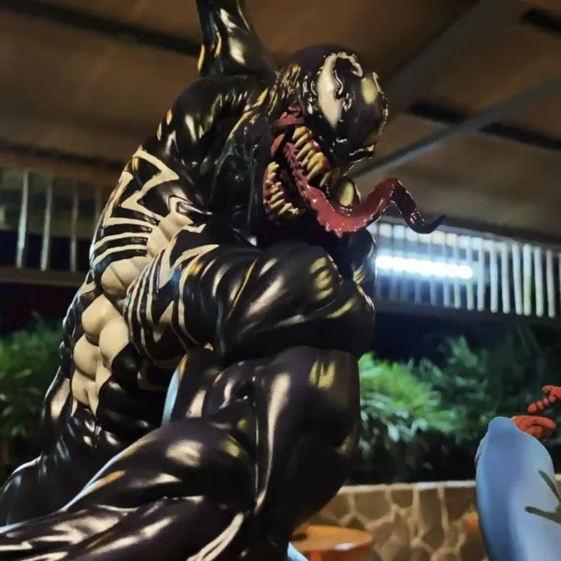 Figurka Avengers Spider-Man Venom 58 cm, scena pojedynku, kolekcja anime, model żywiczny, ozdoby na biurko, zabawki dla dzieci, prezenty