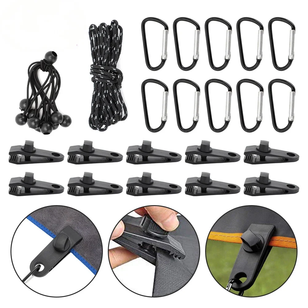 

31 шт., уличный зажим для брезента, зажим для кемпинговой палатки, держатель для навеса для бассейна, навес для тента, ткань для тента, банджи-шнур, крепежный зажим