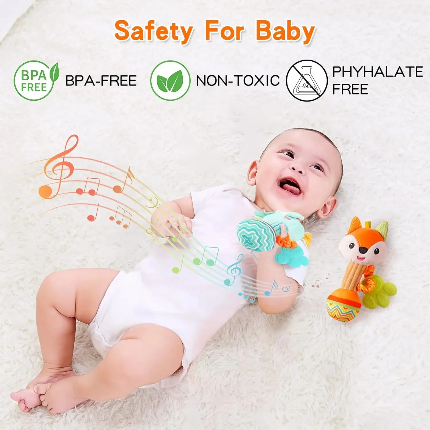 Sonagli Morbida presa a mano Shaker sensoriale Dentizione per neonatiGiocattoli di peluche sensoriali per regali per neonati