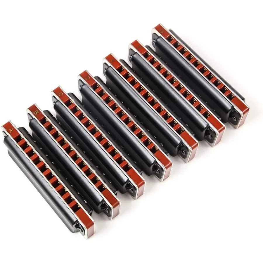 مجموعة قيثارة بلوز 12 مفتاحًا مع هارمونيكا دياتونيك احترافية 008K لمدة 10 فتحات و20 نغمة مثالية للاعبين المحترفين المبتدئين