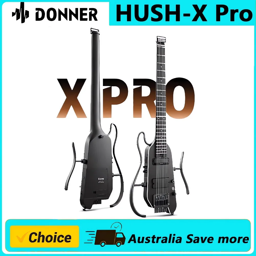 طقم جيتار كهربائي Donner HUSH X PRO - جيتار ذكي للسفر مع أرقام من المجموعات المحددة مسبقًا، وخيارات Sim 7 خيارات