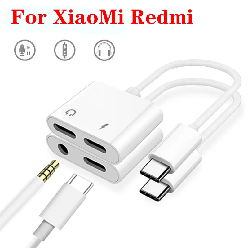 2 In1 Type C Adapter Converter For XiaoMi Redmi 8 9 10 11 12 Ultra 13 14 Pro USB C to 3.5mm Earphone Jack Audio Charger Splitter