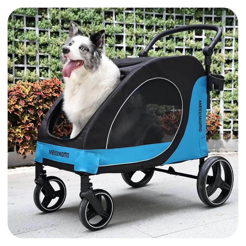 

Pet Stroller or Large Dogs up to 80lbs, All-Terrain with Adjustable Handle & Mesh Dual-Windo, Large Dog Stroller or Multiple Pet