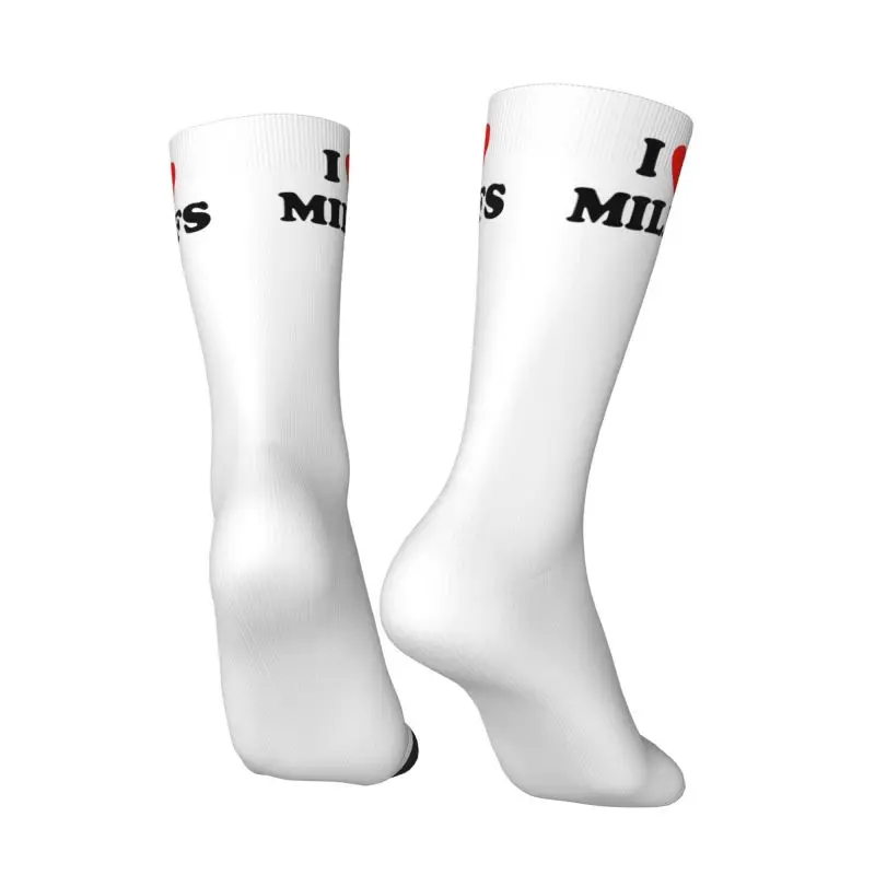 Cooler Druck Ich liebe Milfs Socken für Frauen Männer dehnbar Sommer Herbst Winter Ich Herz Milfs Crew Socken