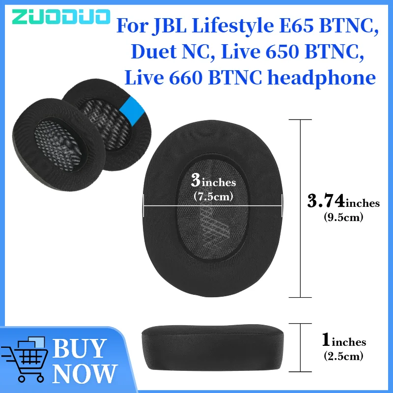 

ZUODUO Replacement Cooling Gel Football mesh Ear Pads For JBL Lifestyle E65 BTNC,Duet NC,Live 650 BTNC,Live 660 BTNC Headphones