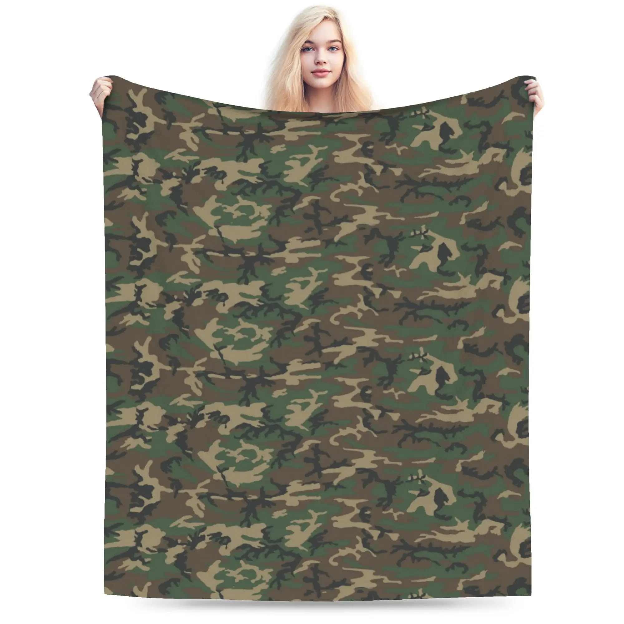 Custom 3D Printed Army Camouflage Camo Blankets Comfortable Soft Flannel Summer Military  Throw Blanket for Couch Home Bed