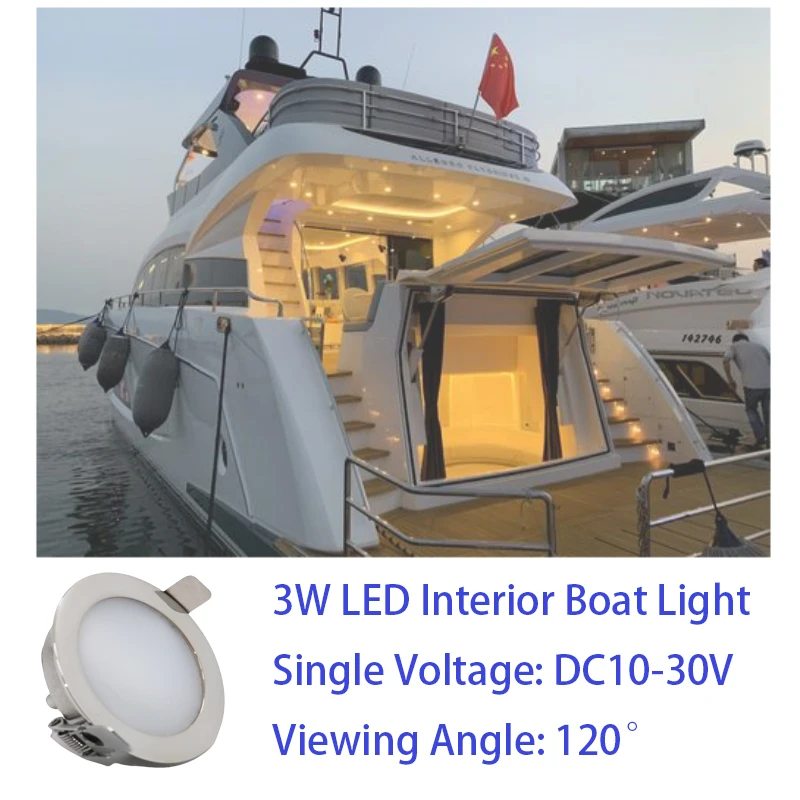 

3W LED Interior Boat Light DC10-30V Caravan Yacht Sailing RV Camper Trailer Lighting Boat Interior Ceiling Down Roof Lamp