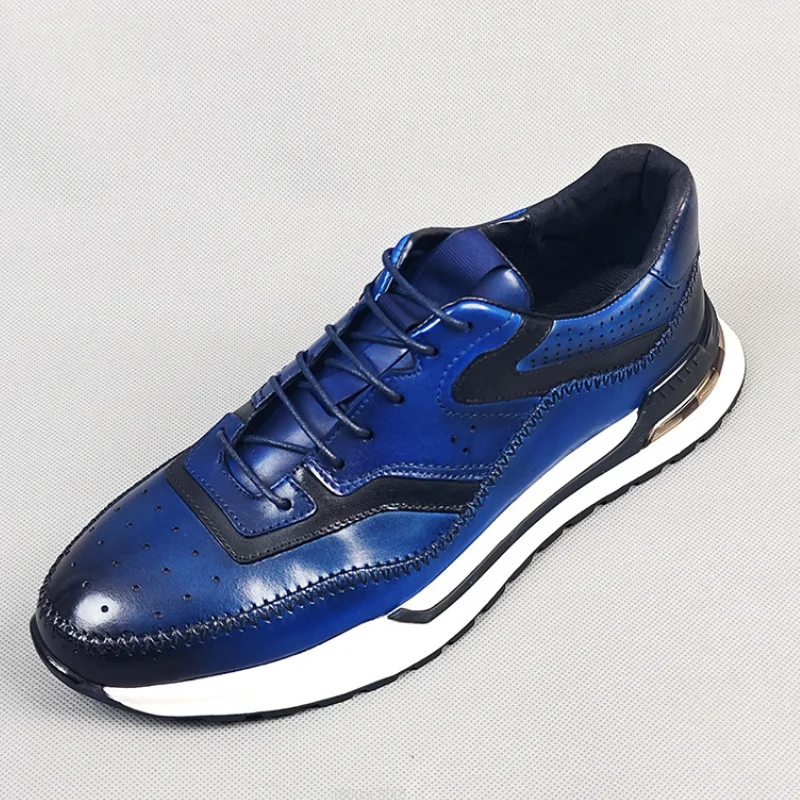 

Новые модные дышащие повседневные мужские туфли из натуральной кожи, ручной работы, в стиле ретро, для бизнеса, спорта, свадьбы, Zapatos Hombre b40