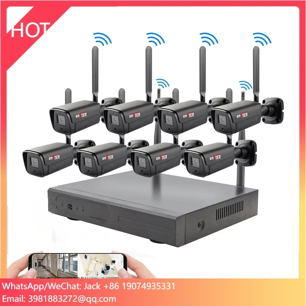 HD 8CH 3MP CCTV 屋外 最新 防水 ナイトビジョン WiFiキット ワイヤレス ホームセキュリティカメラシステム