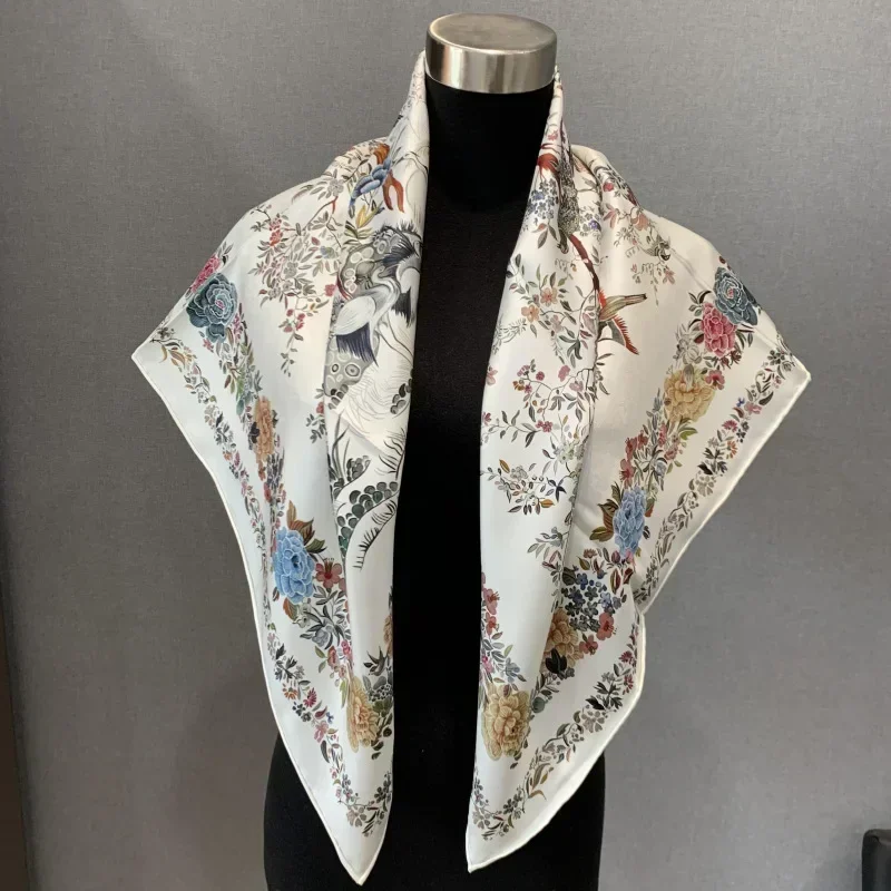 high-end-elegant-women's-exquisite-double-sided-printed-quality-18mm-thickened-twill-silk-hand-rolled-large-square-scarf-shawls