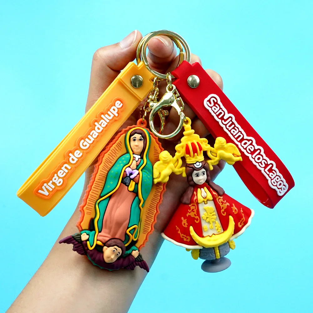 Cute Doll Keyring Jesus Virgen de Guadalupe Anime Keychain Women for Bag Charm Car Key Chain