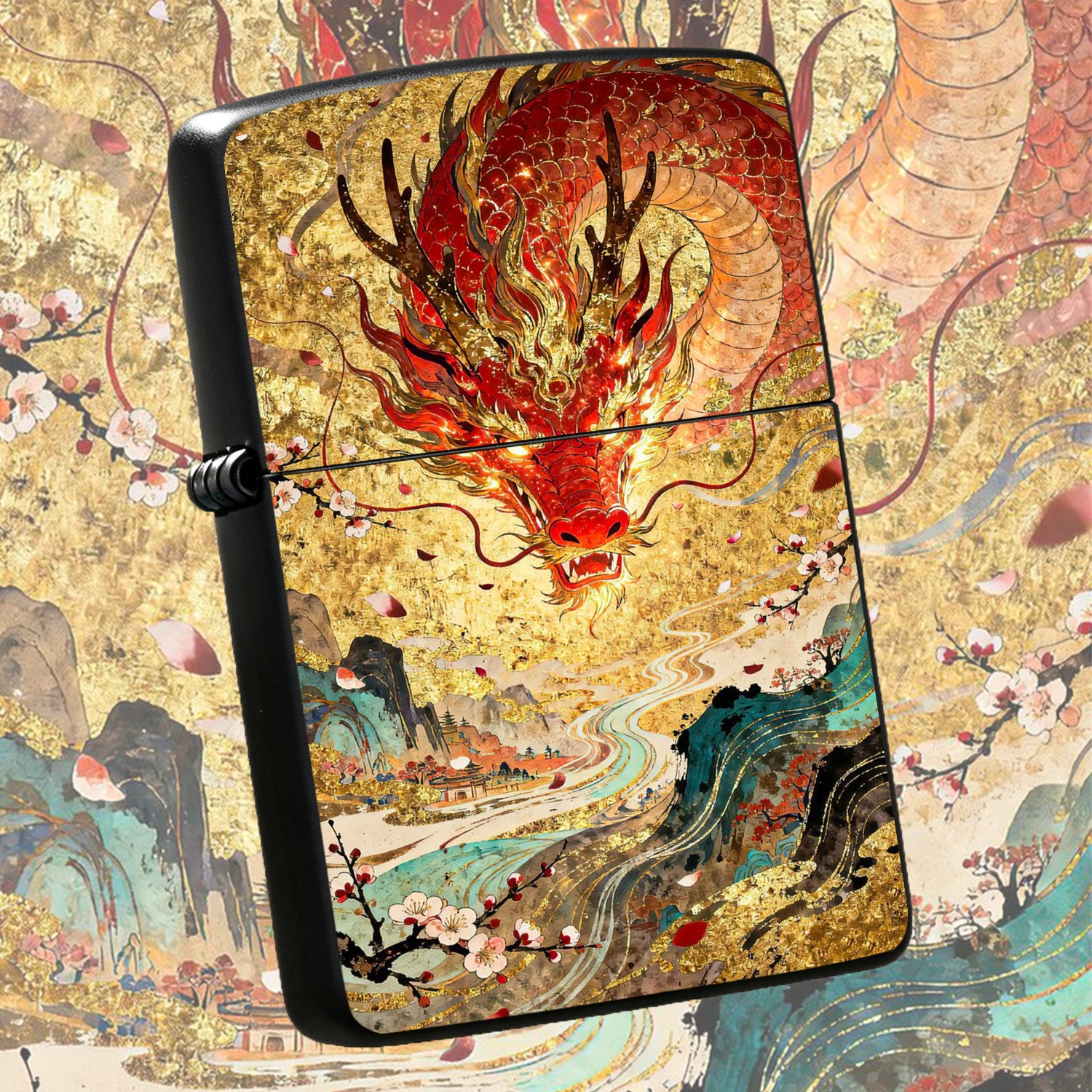 Gilded Red Eastern Style Dragon Portable Lighter, Auspicious Divine Dragon Pattern, Ideal For Outdoor Camping, Candle Lighting, Home Decor, Holiday Gifting, Festive Souvenir, Stylish Gilded Collectible For All Occasions A Humorous And Inter