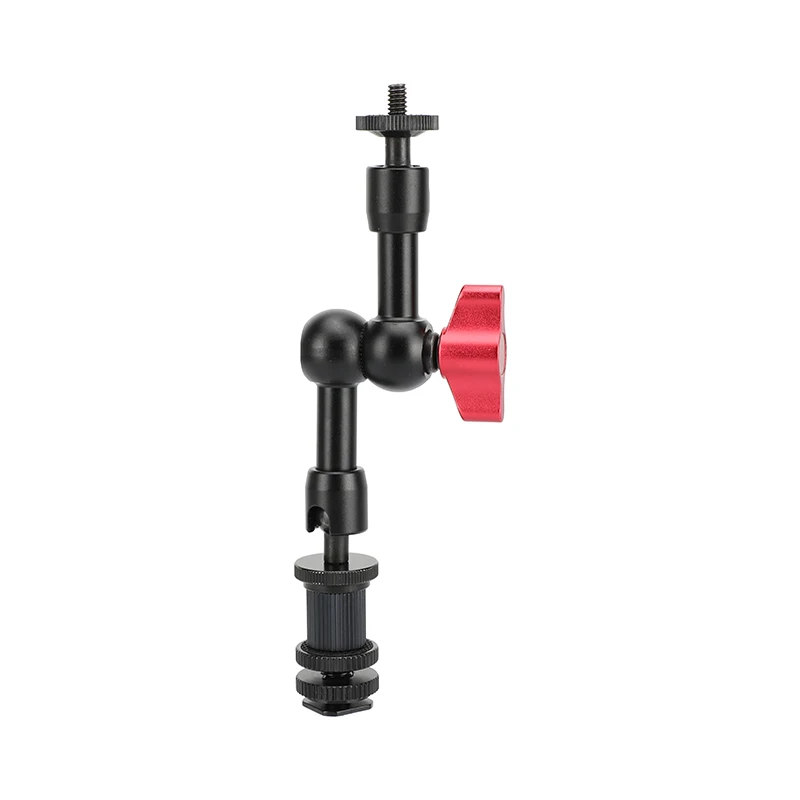 CAMVATE 7" Articulating Magic Arm with Shoe Mount Adapter (Red Locking Knob) for On-Camera LED Light / Monitor or Microphone
