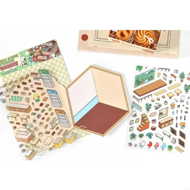 F3MA Baking Shop Landscape สติ๊กเกอร์ 2.5D Scene Sticker สำหรับงานฝีมือวารสารตกแต่ง