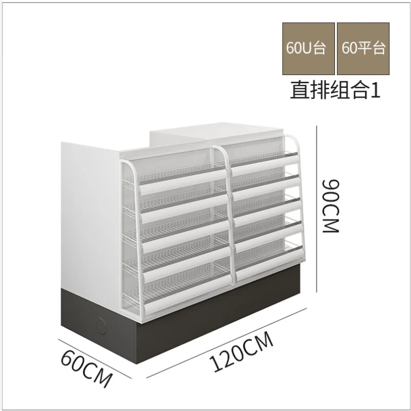 (customized)Supermarket cash register table powder spraying metal cash register table