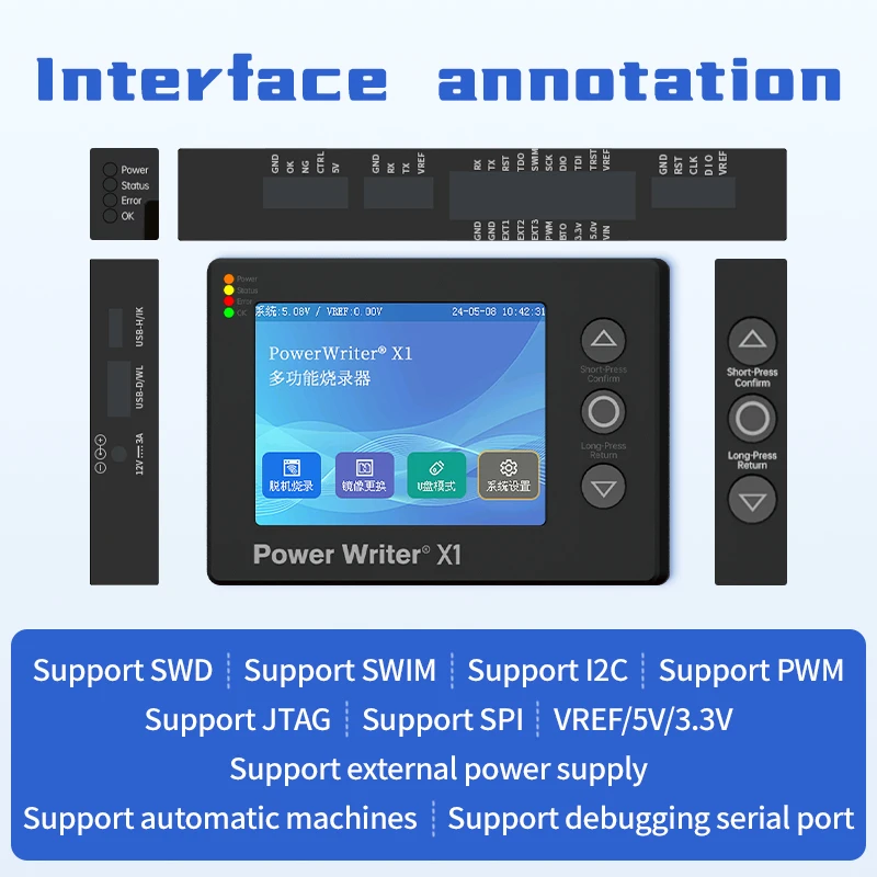 ICWORKSHOP PowerWriter X1 programmer offline multifungsi debugging online STM32 Nuvoton Arm arsitektur