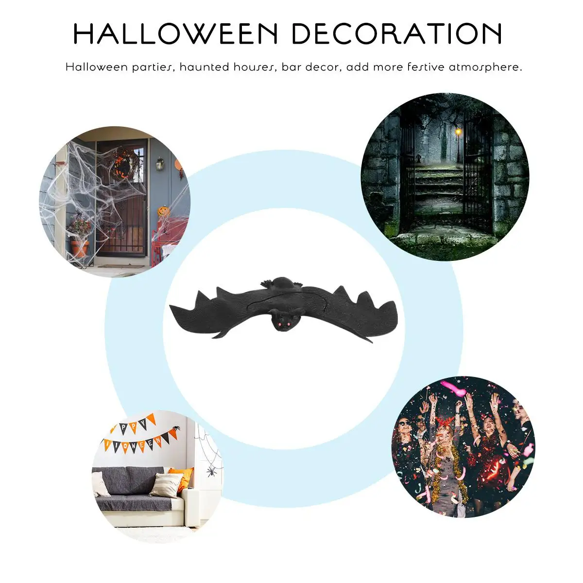 Décorations élastiques douces pour fête d'halloween, 5 pièces, liquidation, décoration d'intérieur et d'extérieur, jouet effrayant noir