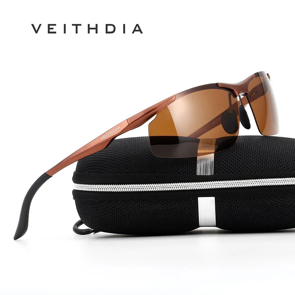 

VEITHDIA Sunglasses Aluminum Men Polarized UV400 Lens Rectangle Rimless Driving Fishing Sun Glasses Retro Sports Eyewear V06535