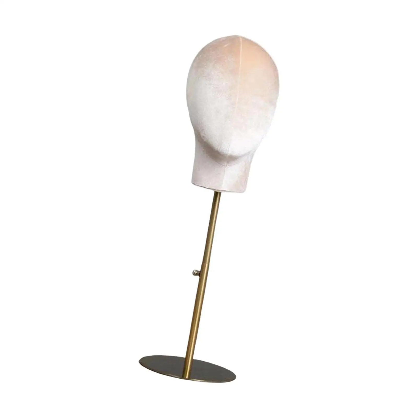 Professional Manikin Head Display Stand Adjustable Height Velvet Covered Metal Base for Boutique Decor