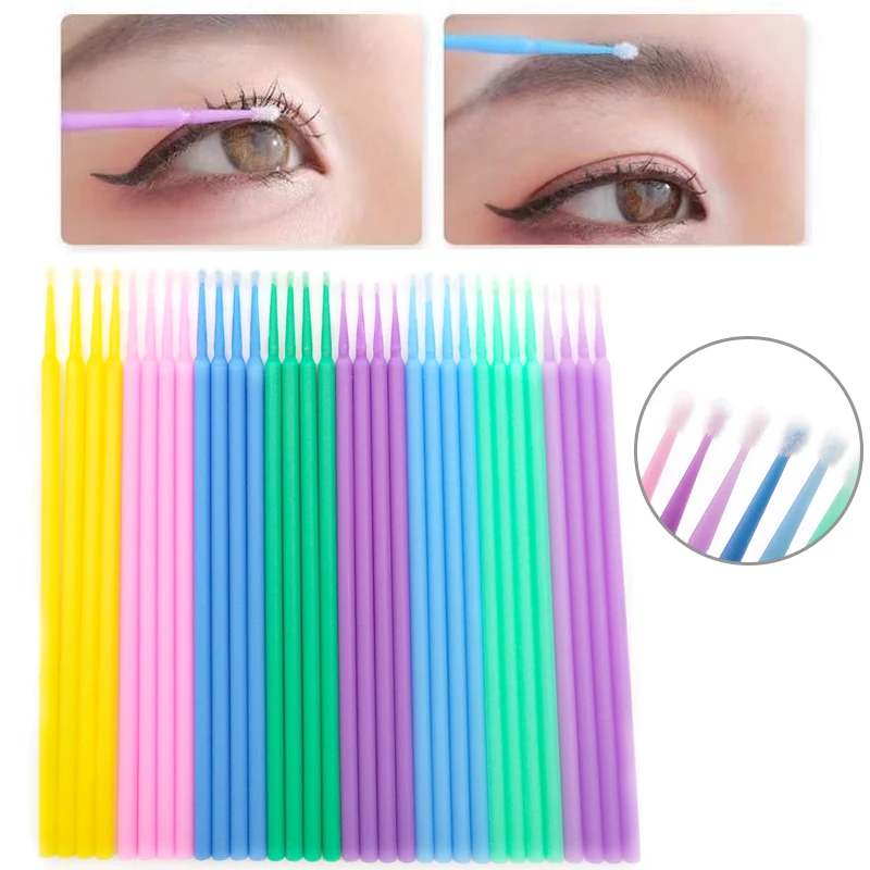 5/100 pcs Eyelashes Micro Brushes Extension cotton swab for Medical Disposable Mascara Cleaning Brushes Lash makeup supplies