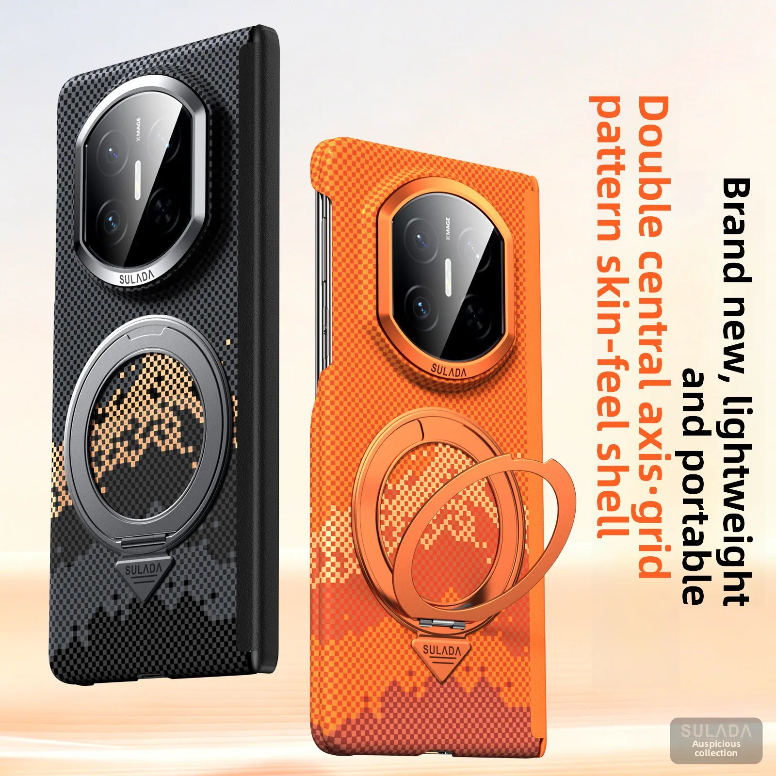 

Magnetic stand phone case for huawei mate x7/x6 x5 SULADA auspicious golden mountain plaid hard case dual hinge protection case