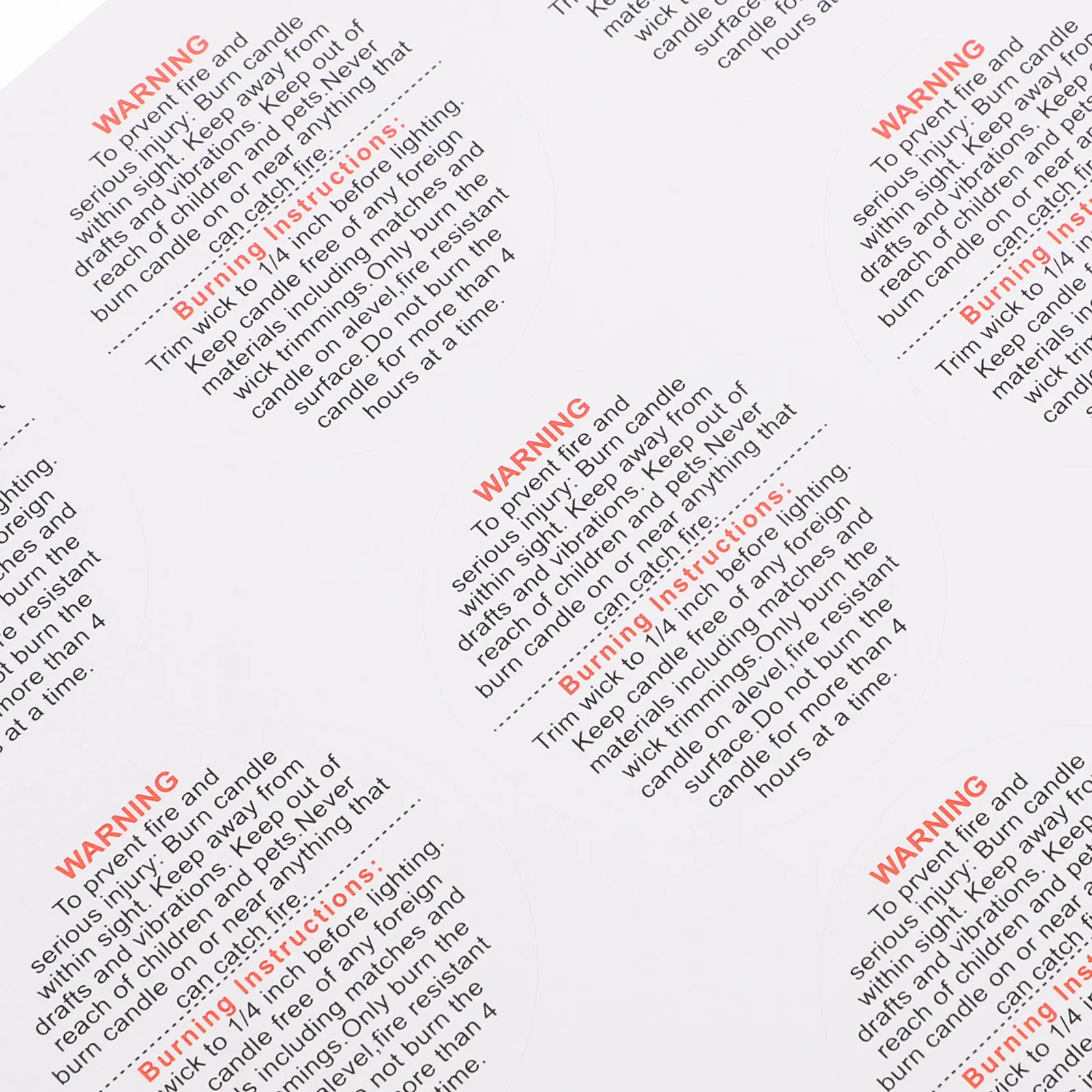 10 Sheets High Temperature Warning Stickers Safety Labels Round Flat Stickers for DIY Making Warning Sticker