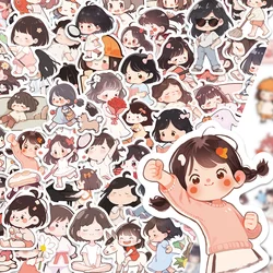 64pcs cute girl illustrations wind hand account stickers expression pack Korean cute cubs daily waterproof stickers