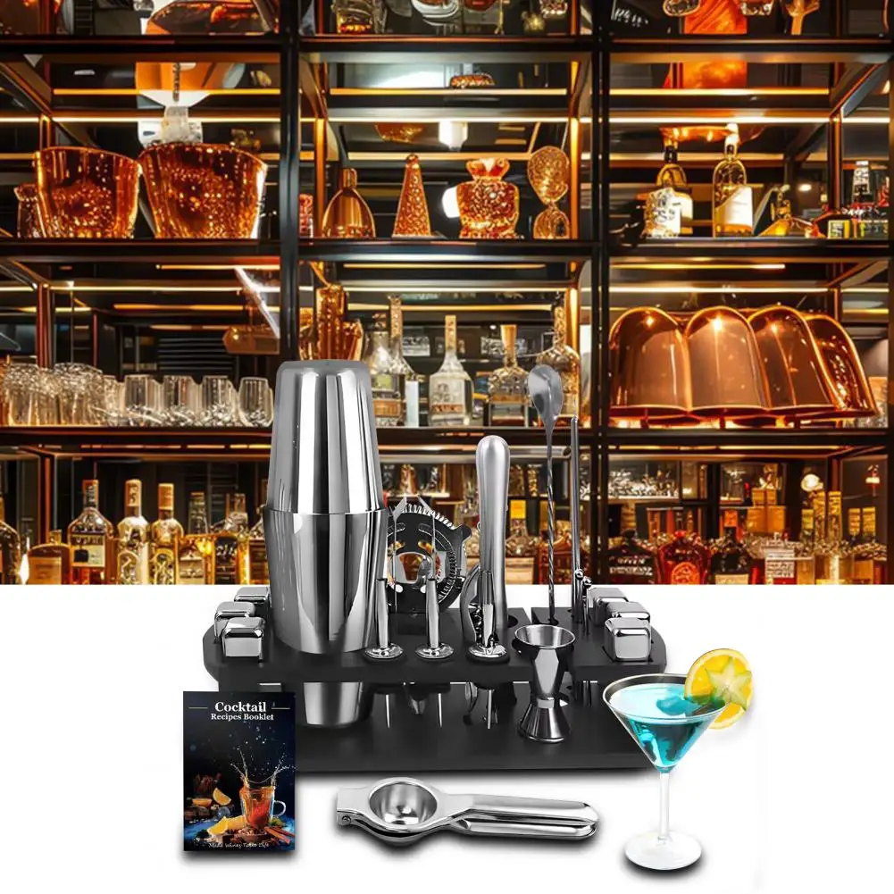 23pcs Bar Tool Set 23-piece Bartender Kit with Stand Premium Stainless Steel Cocktail Shaker Set for Drink Mixing Martini Shaker