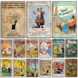 Vintage Comic Metal Sign Popeye Scream Comics Metal Plaque Popeye the Sailor What! No Spinach Cupid's Arrows Zap Bugs