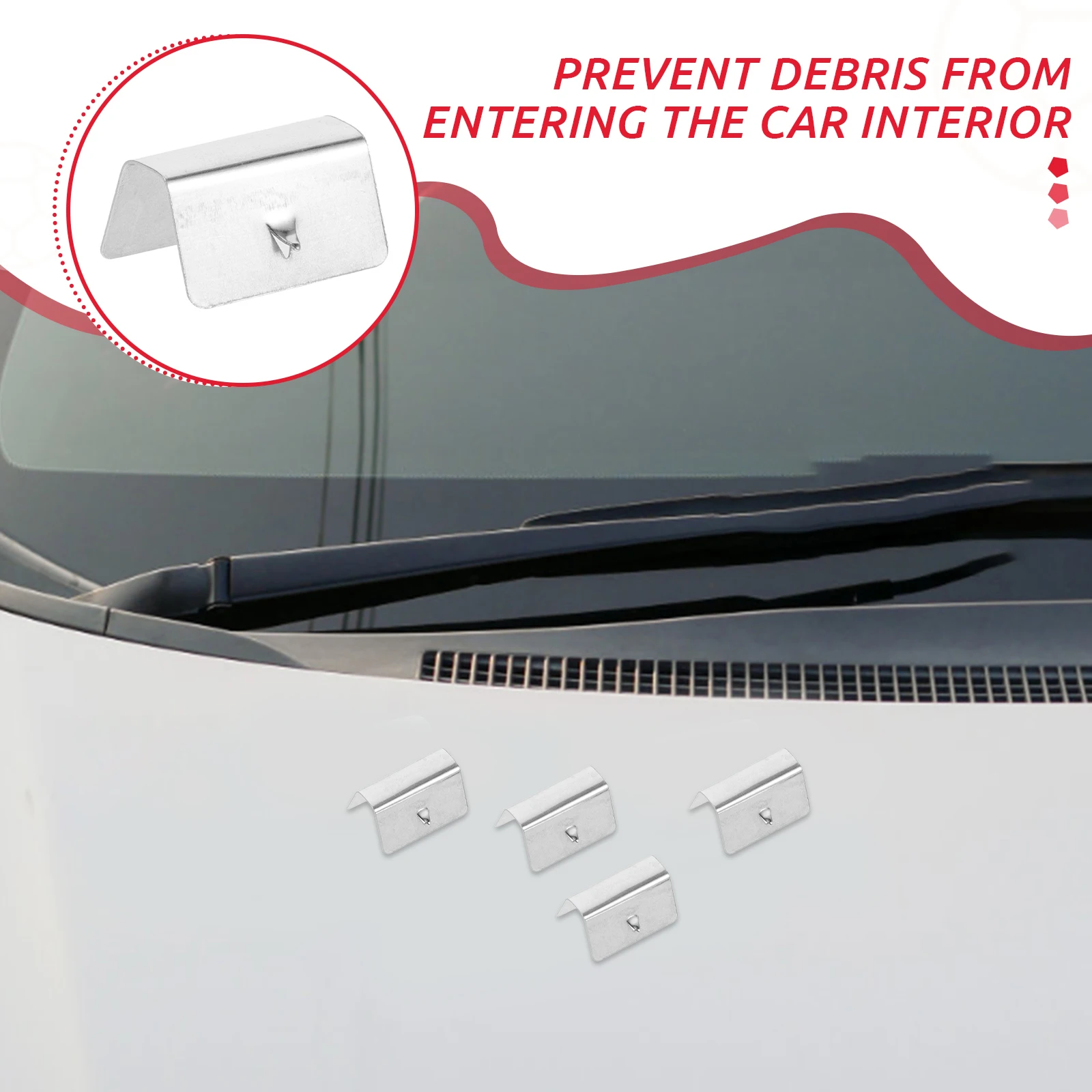 

10pcs Wind Deflector Clips Metal Car Accessories Secure Fastening Easy Installation Portable Storage Windshield Fixing for Cars