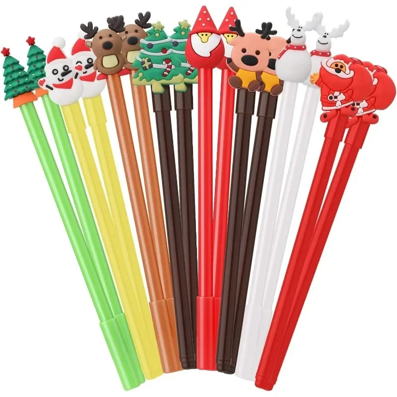 24pcs Christmas novelty gel pen Christmas elements Christmas tree snowman reindeer old student office stationery pen