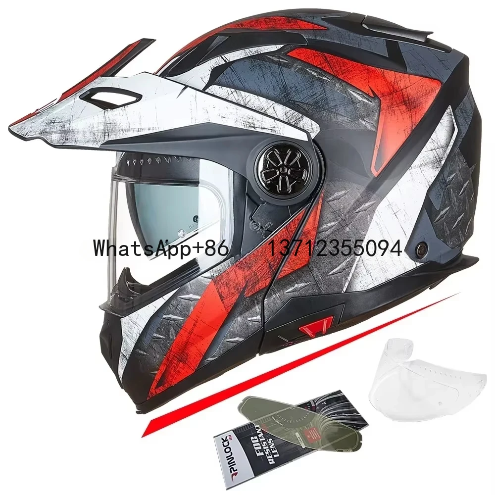 ILM Motorcycle Full Face Modular ATV Helmet Three in One Casco with Pinlock Anti Fog Visor for Men Women DOT Model-909F