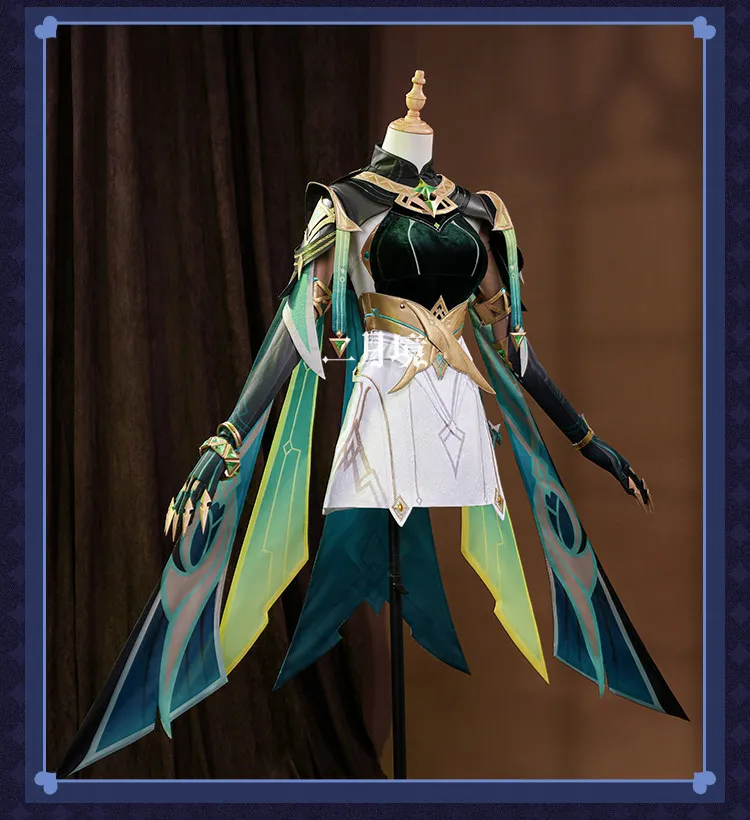 Disfraz de Cosplay de Nefer de Genshin Impact, Traje de Canción de la Luna del Amanecer, Vestido Verde y Blanco para Mujer, Halloween, Carnaval