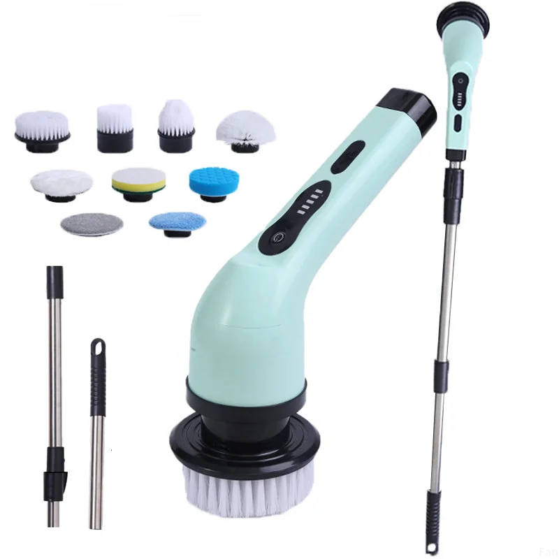 

9 in 1 Electric Cleaning Brush Rotary Cleaning Scrubber Small Cleaning Tool Living Room Kitchen Bathroom Cordless Tool