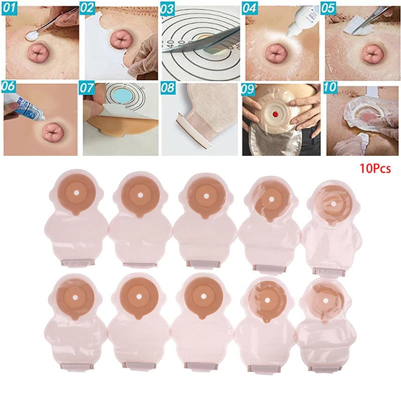 10Pcs Pediatric Sticky Closure One-piece Drainable Colostomy Bag Stoma Care Bags