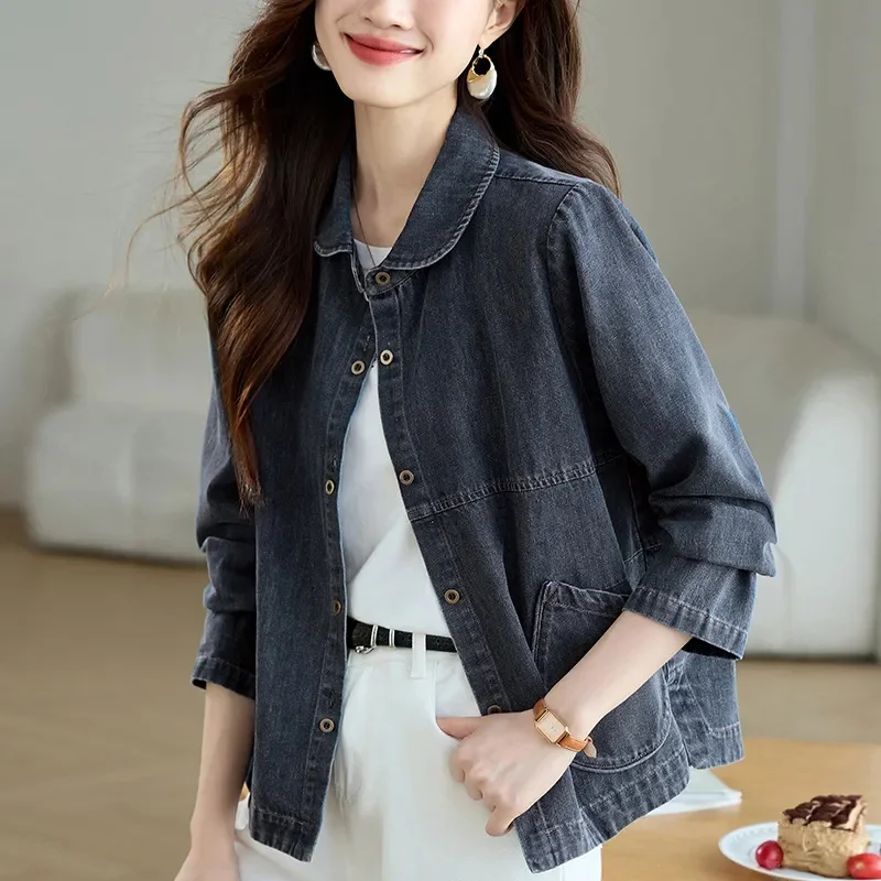 

Women's Denim Jacket Coat 2026 Spring Autumn New Fashion Loose Versatile Retro Casual Top Outwear Female Short Cowboy Coat