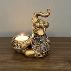 Animal Candle Holders Elephant Trunks Up Sculpture Tealight Candle Holder Decorative Small Candle Stick Holders Good Lucky Gifts